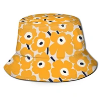 fashion poppy design printed fishermans hat sun bucket hat flora yellow women caps hip hop bucket hat outdoor