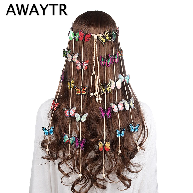 Женский ободок с бабочкой AWAYTR длинный ручной работы аксессуар для волос в