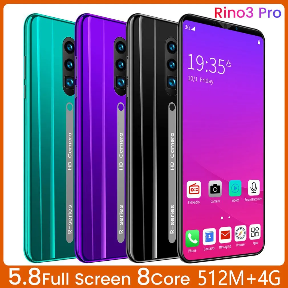 

Rino3 Pro 5.8 Inch Screen Android Phone Purple Water Drop Screen Smartphone Solid Color Mobile Phone Cool Shape Fashion