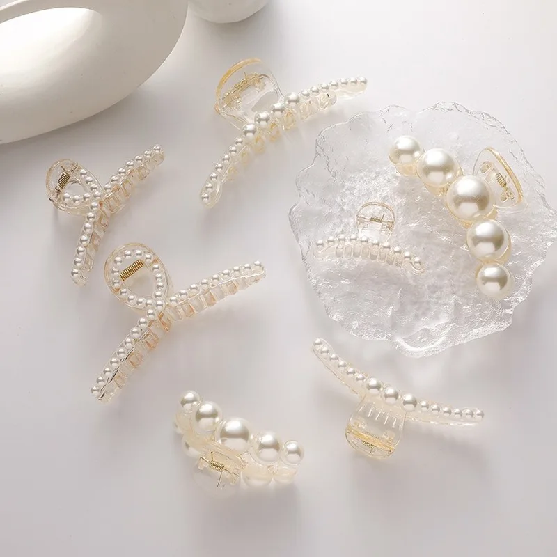 

2021 Pearl Clip Headdress Hairpin Back Head Headdress Net Red Korean Version of Ins Girl Hair Small Hair Catch Hair Jewelry