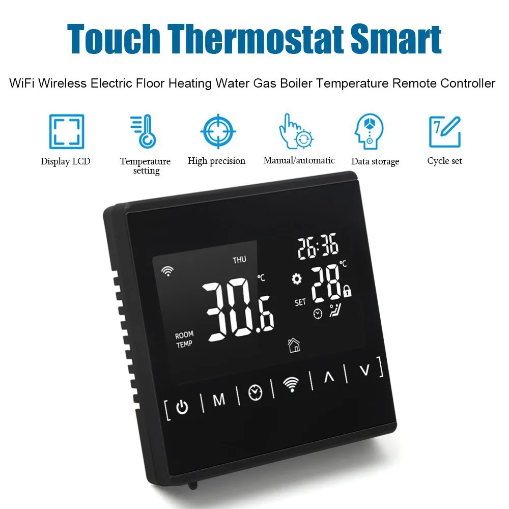 

Smart Touch Thermostat WiFi Wireless Electric Floor Heating Water Gas Boiler Temperature Remote Controller For Google Alexa Home