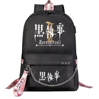 anime black butler usb schoolbag mens and womens leisure travel backpack shoulder bags