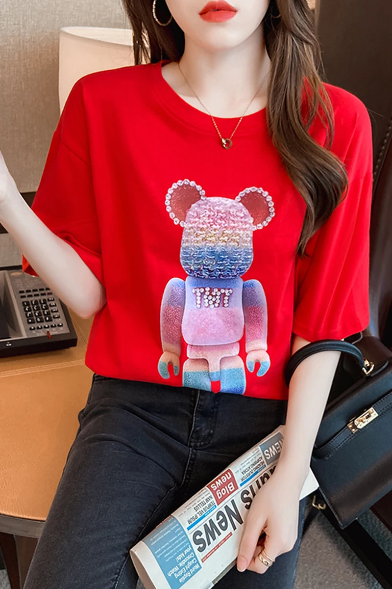 

Pure Cotton 2021 Spring And Summer New Korean Fashion Women's Slim T-shirt Oversized t-shirt