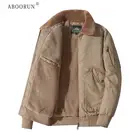 Мужская зимняя куртка ABOORUN, повседневное шерстяное флисовое боевое пальто размера плюс 4XL, теплое пальто для мужчин