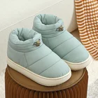 Домашние зимние хлопковые тапочки, Женская Нескользящая теплая пуховая домашняя обувь для пар, домашняя обувь на толстой подошве, водонепроницаемая женская меховая обувь