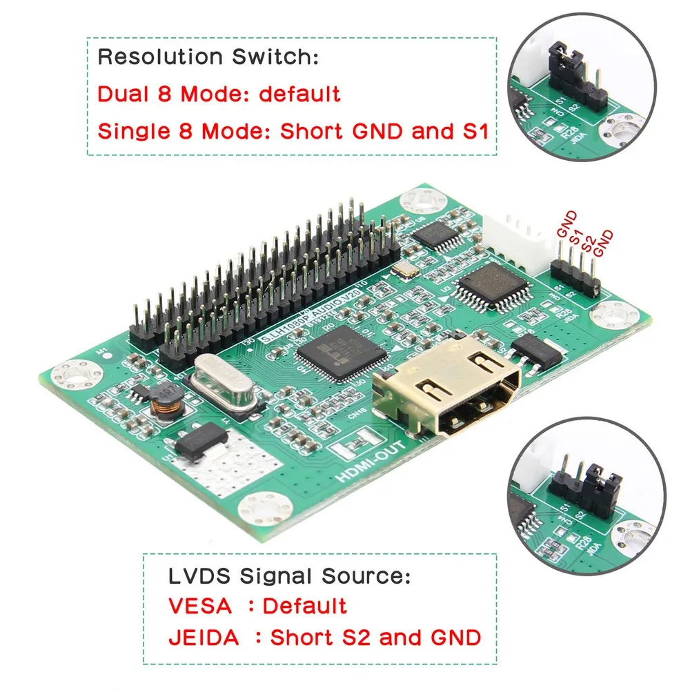 LVDS плата драйвера/LVDS к HDMI-совместимый адаптер конвертер поддерживает разрешение