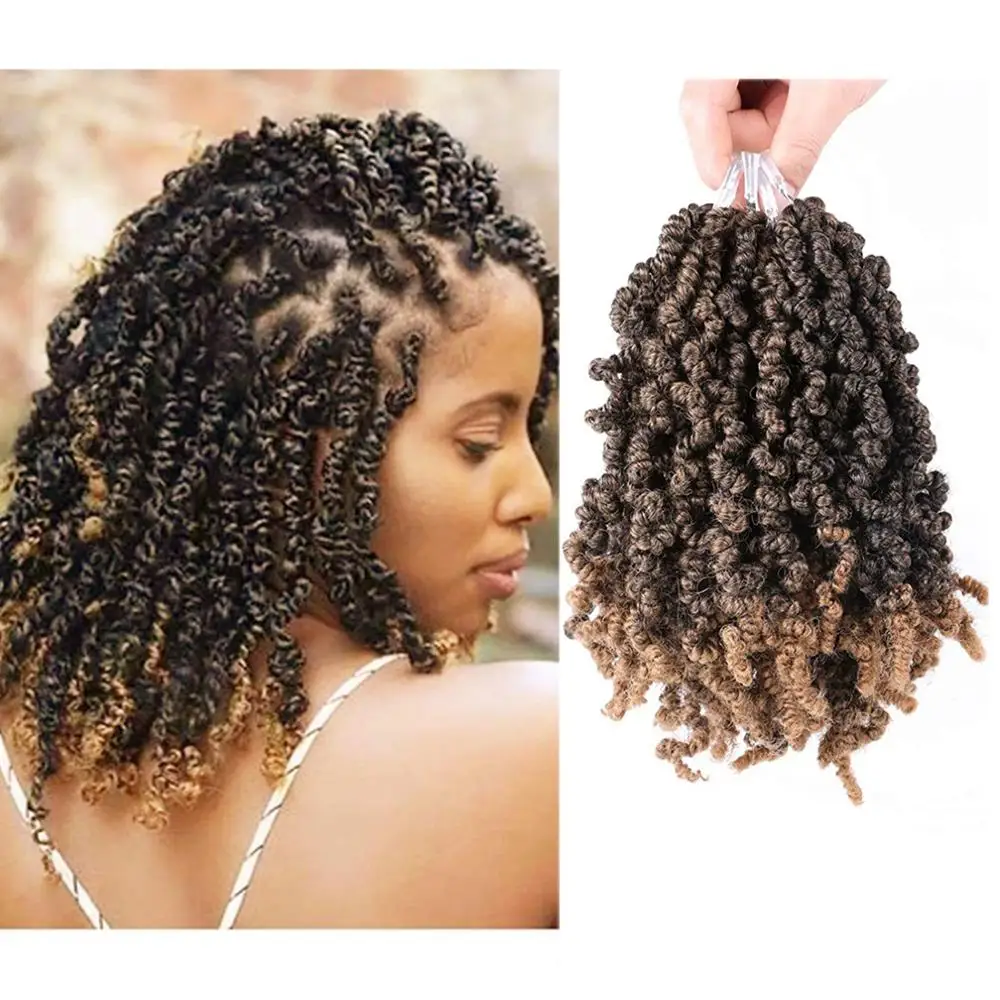 Pre-twisted Spring Twist Crochet Hair Short Curly Braids Pretwisted Passion Twists Bomb Twist Bob Pre-looped Synthetic Hair