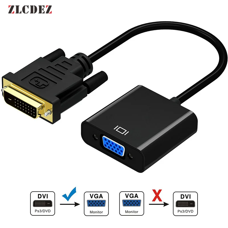 Адаптер для кабеля-конвертера DVI 24 + 1 25 Pin штекер-VGA гнездо 1080P 100 шт. | Электроника