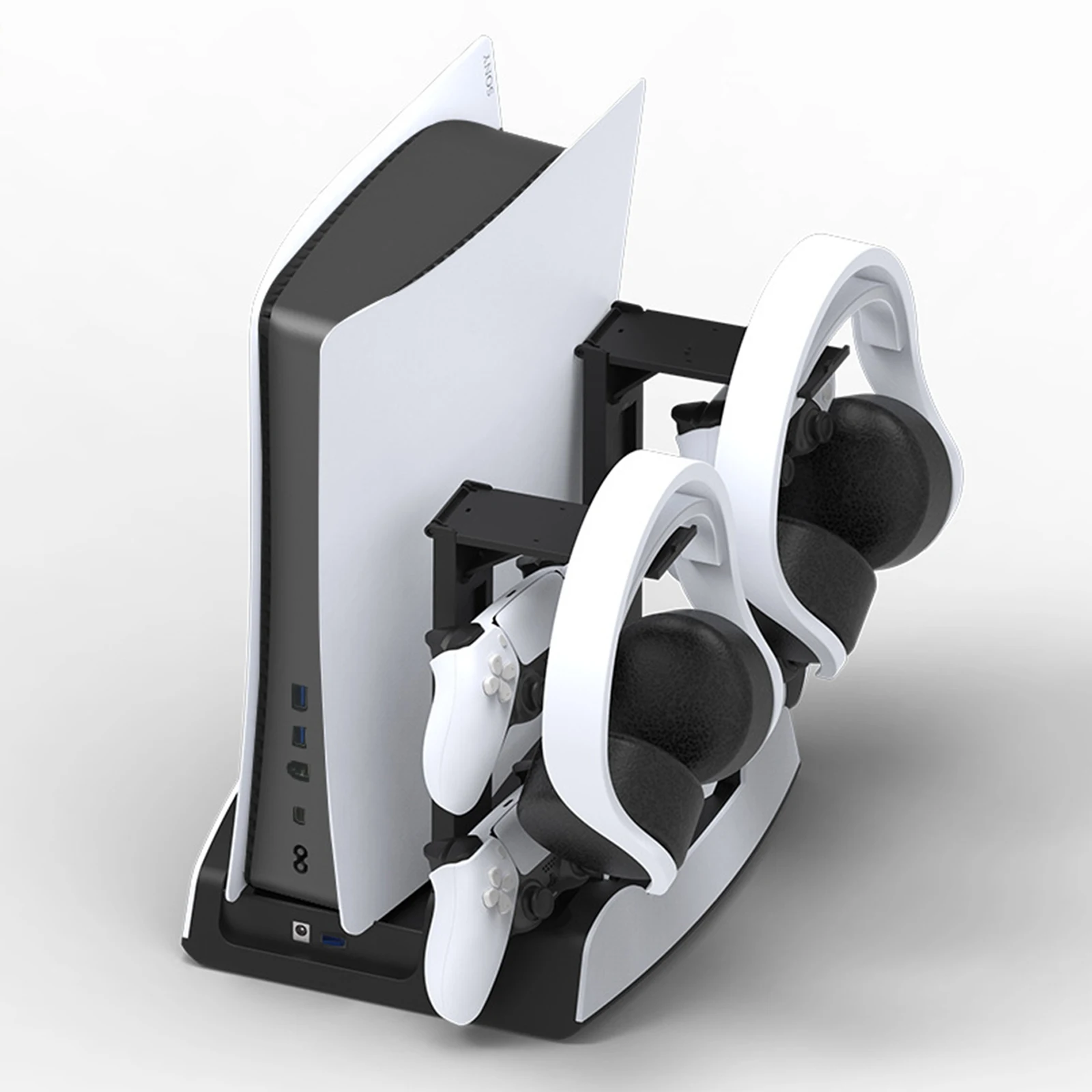 

PS5 Stand with Suction Cooling Fan and Dual Controller Charger Station for Playstation 5 PS5 Console Charging Dock Station