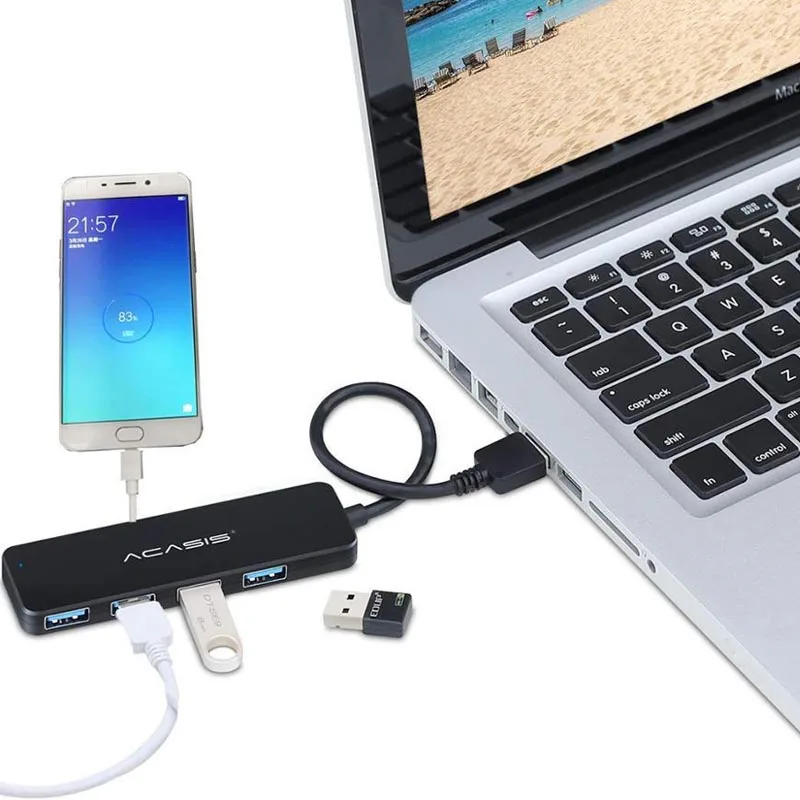 Acasis USB 3 0 концентратор 4 порта мульти usb-хаб 2 с адаптером питания для ПК