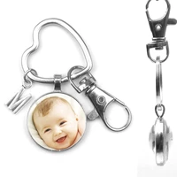 personalizeds pendant photo lobster buckle baby child dad family double sided keychain mom brother heart shaped private custom