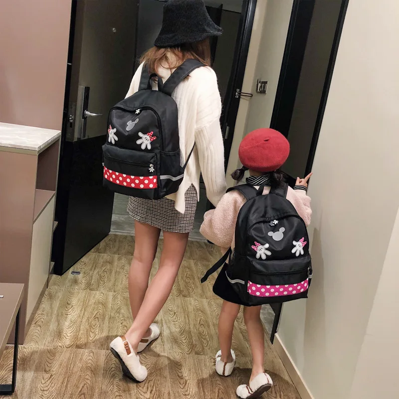 Disney Children's Cartoon Minnie Mickey Backpack Boys Girls Schoolbag Fashion Cute Canvas Large Capacity Travel Bag |
