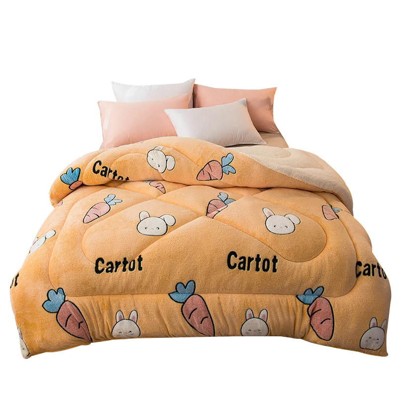 

Cute Style Thicken Warm Autumn Plush Comforter Spring Quilt Super Warm Lamb Quilt Winter Blanket 5 Kg Double-sided Velvet Quilt