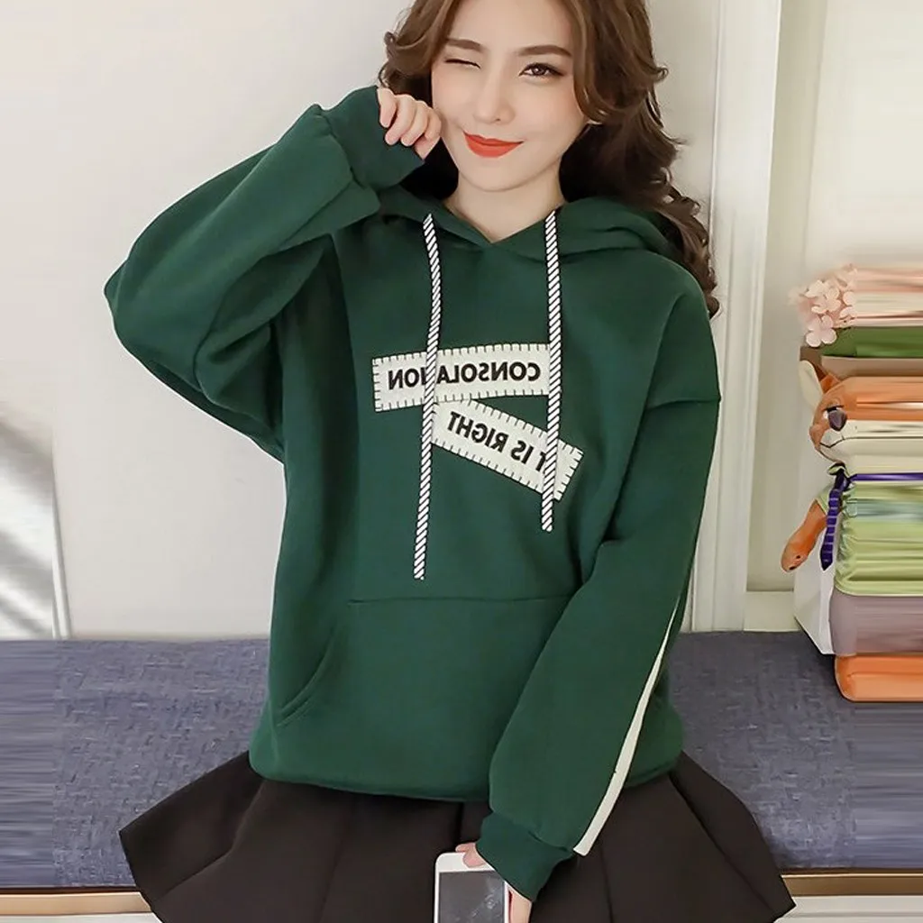 SAGACE женская осенняя и зимняя толстовка с капюшоном буквенным принтом пальто