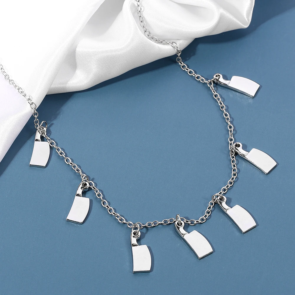 Punk Knife necklace Cleaver Choker kitchen knife Pendant Horror Gothic Weapon chain day of death gift Halloween jewelry | Украшения и