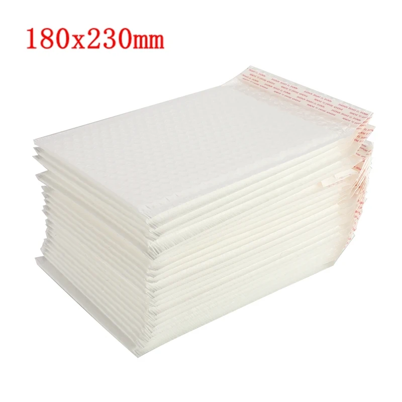 180x230mm 50 шт/партия различные спецификации матовый белый пакет из воздушно-пузырьковой пленки мешок пены Экспресс Упаковка Почтовый Конверт Сумка - Цвет: 180x230mm