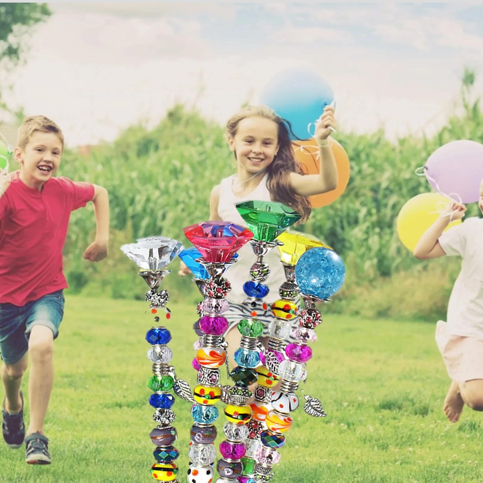 

6pcs beaded dream colorful garden pile garden decoration children outdoor gifts interior decoration yard garden decoration