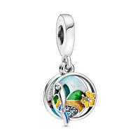 beads 925 sterling silver brazil beach parrot dangle charm pendant fit original pandora bracelet bangle silver 925 jewelry