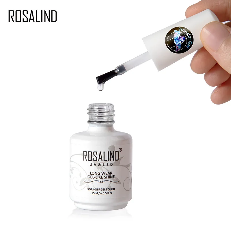 ROSALIND слайдер Фольга наклейки для ногтей художественные наклейки маникюрный набор дизайн Топ Полупостоянный Набор наклеек для ногтей наклейки для дизайна ногтей - Цвет: Transfer glue