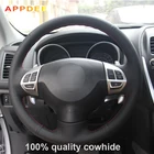 Чехол на руль автомобиля APPDEE, черный, натуральная кожа, для Mitsubishi Lancer EX10, Lancer X, Outlander, ASX, Colt, Pajero, Sport