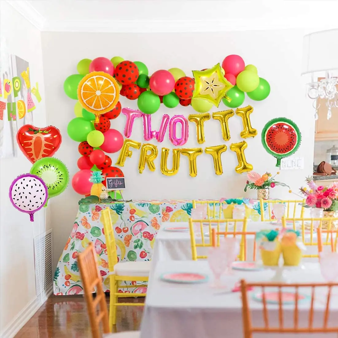 Twotti Frutti-Suministros de decoraci&oacute;n para fiestas, Kit de guirnalda de arco de globos de aluminio de fruta para cumplea&ntilde;os de ni&ntilde;a, Baby Shower-4
