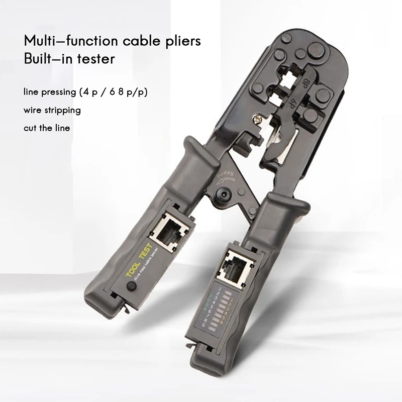 

RJ45 Network Cable Crimper Cable Tester Ratchet Tool 8P 6P 4P Tester for RJ45/RJ12/RJ11 Tester Stripper