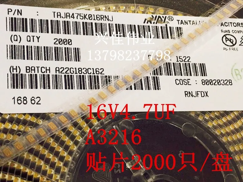 

Original 5pcs/ 16V4.7UF 475C A3216 A Type 1206 Tantalum Capacitor SMD