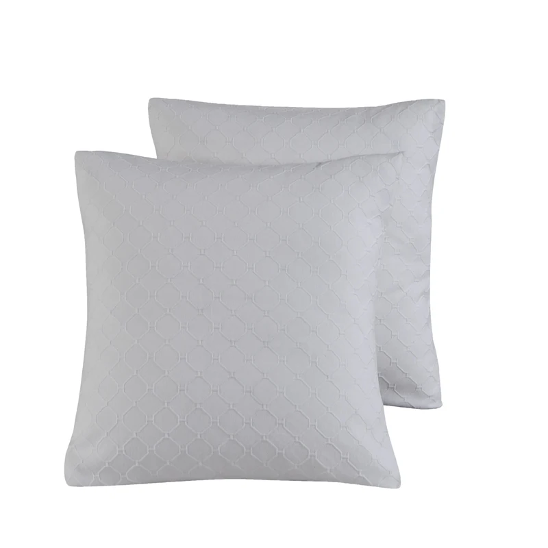 Light Grey PHF хлопок Matelasse переплетение Евро Шам Чехол Подушка для постельных принадлежностей набор из 2 66x66 см без наполнения серый белый - Цвет: Light Grey