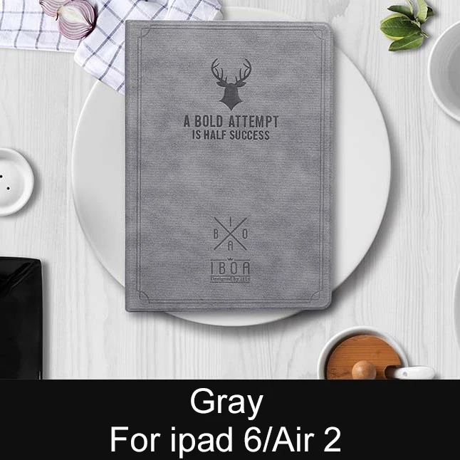 Gray Essidi для ipad 9,7 защитный чехол для планшета из искусственной кожи чехол для ipad 6 Air 2 Smart Auto Wake and Sleep Складная подставка - Цвет: Gray