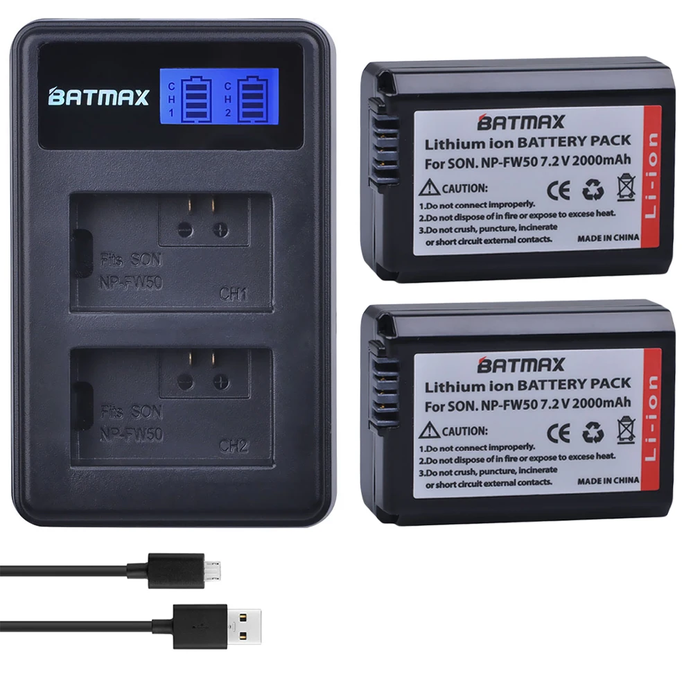 Аккумулятор Batmax npfw50 NPFW50 с ЖК дисплеем и двойным USB зарядным устройством для Sony