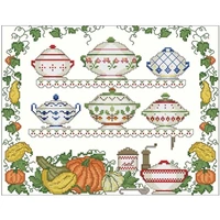 kitchenware and vegetables patterns counted cross stitch 11 14 18ct diy chinese cross stitch kits embroidery needlework sets