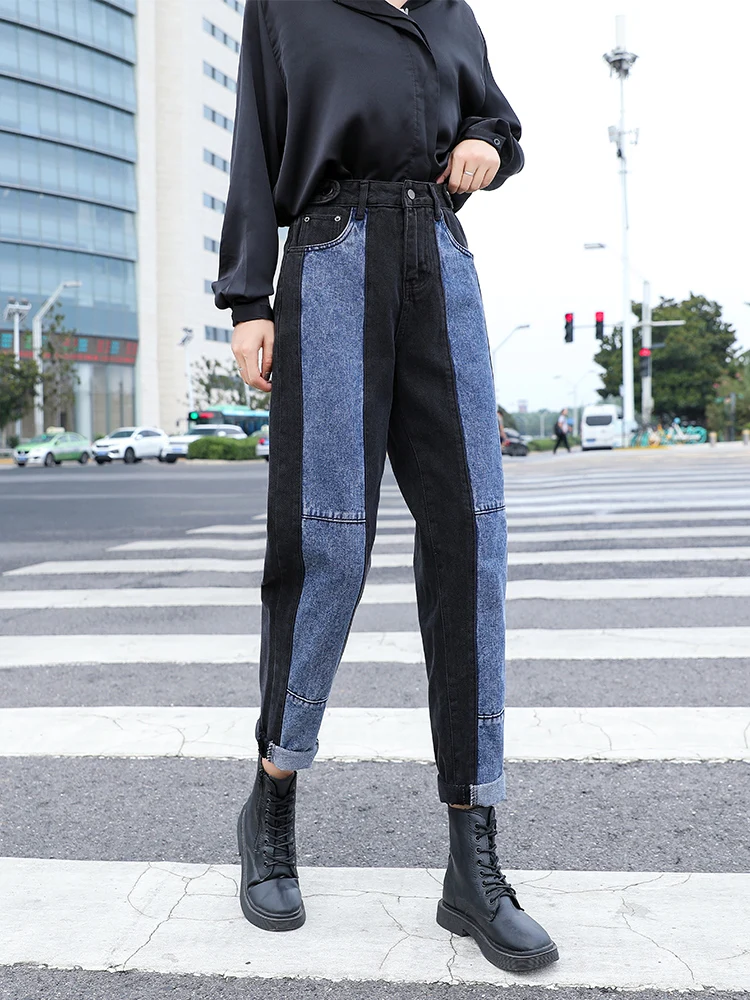 

Jeans women's straight tube loose spring and autumn new high waist thin versatile large size fat mm Harlan radish daddy pants