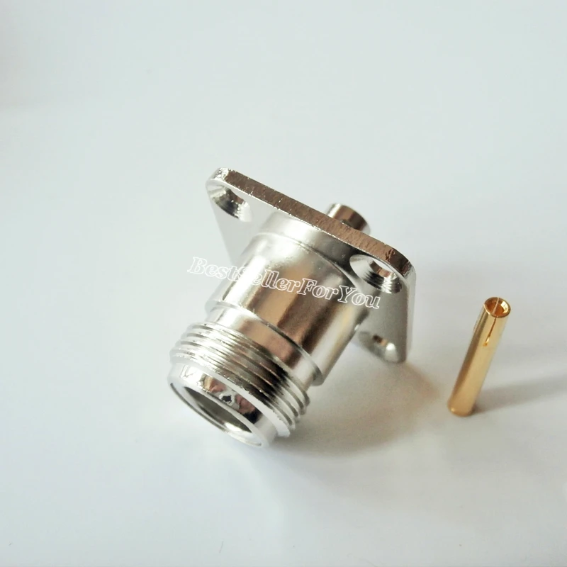 

1Pcs N Solder Female 4 hole Flange mount semi-rigid RG402 0.141" RF Connector