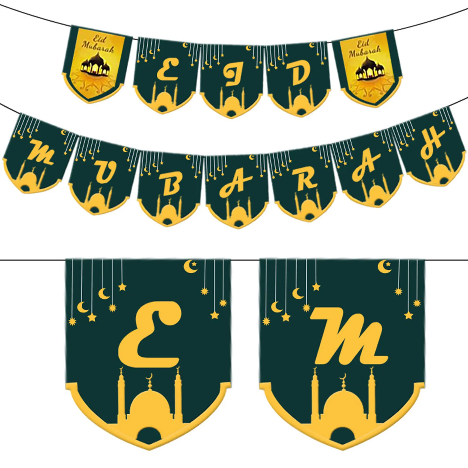 Ид аль-Фитр декоративный флаг треугольный Рамадан для вечерние Mubarak (12 штук
