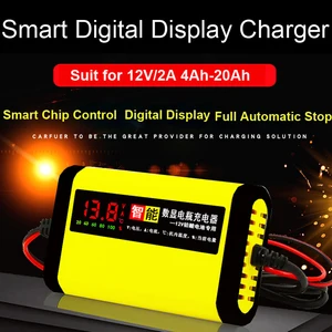 12v 2a smart car motorcycle battery charger 220v full automatic lcd display moto auto lead acid agm gel vrla batteries charging free global shipping