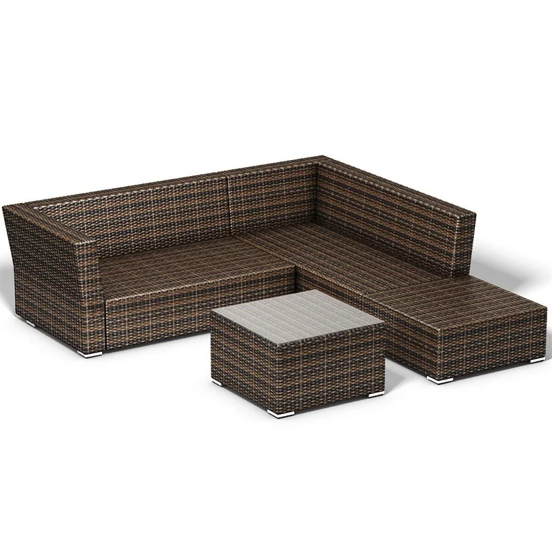 4 шт. плетеная Мягкая 5 сидений диван мебель набор уличная османский стол подушка