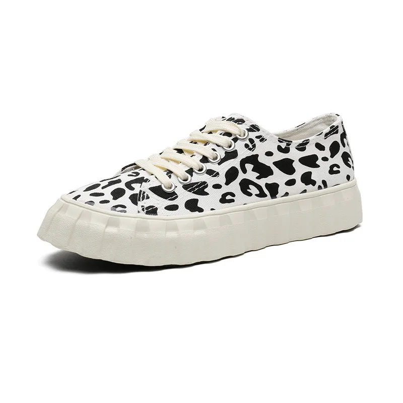 

New Simple Casual Canvas Shoes Women Korean Version Ins Leopard Board Shoes Women Thick-soled Trend Fashion Casual Shoes Women