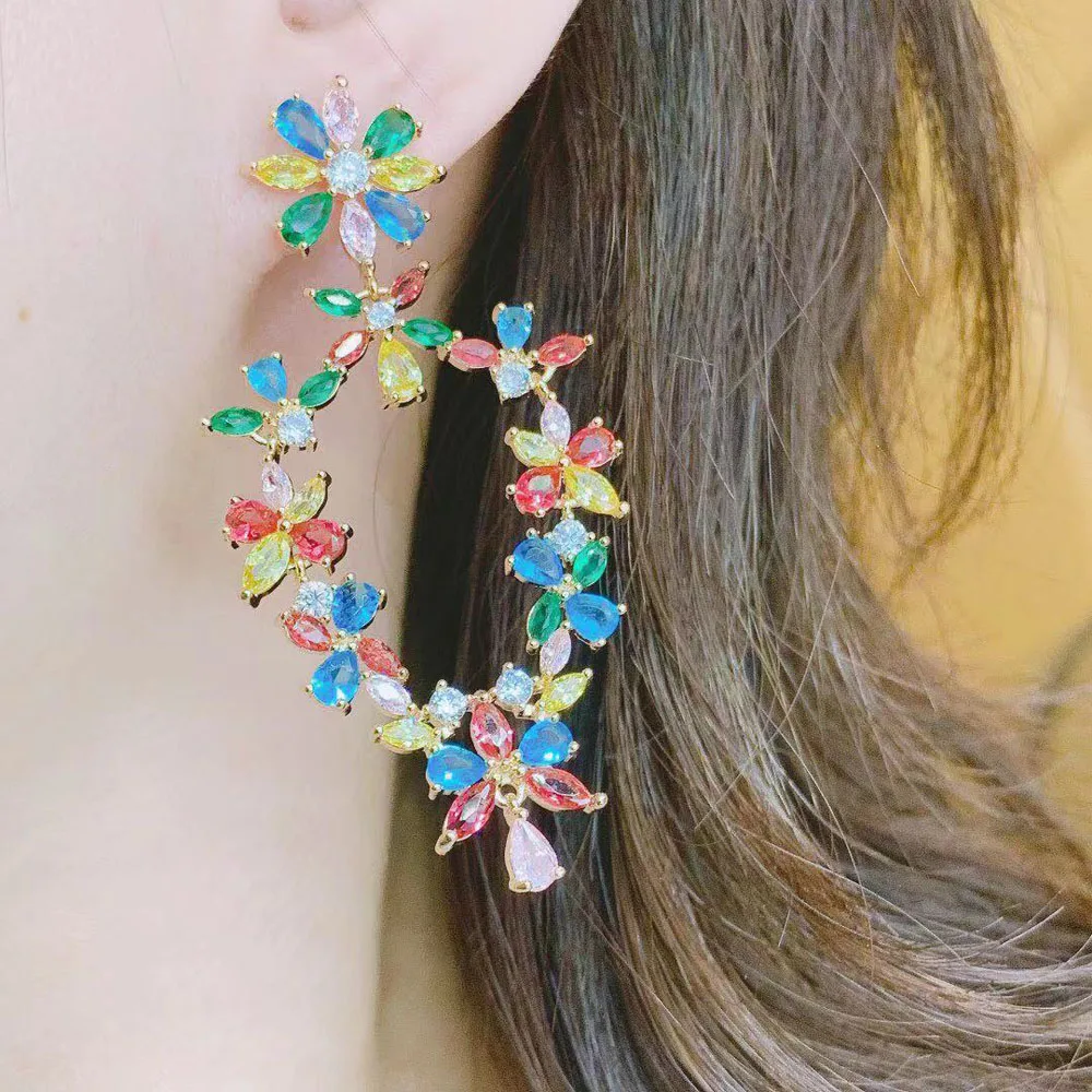 HIBRIDE знаменитые цветы подвески серьги-подвески для женщин из Дубая золотые