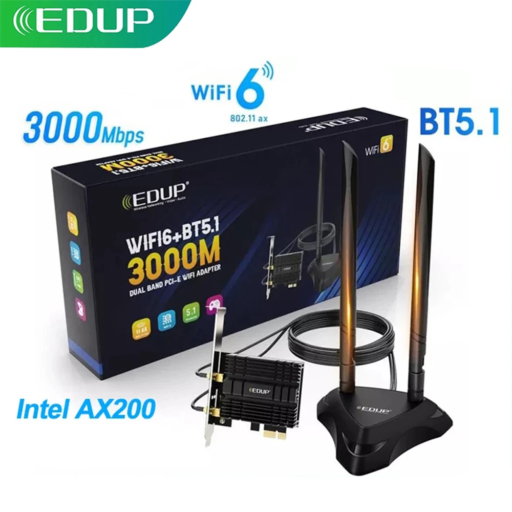 

Двухдиапазонный Wi-Fi 6 3000 Мбит/с PCIe беспроводной адаптер Intel AX200 Bluetooth 5,1 802.11AX сеть PCIExpress для Windows 10 ПК