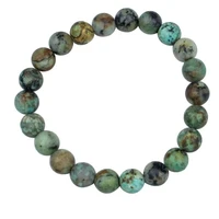 natural stone round dark green african turquoises elastic rope bracelets matte frosted agates beads bracelet for men and women