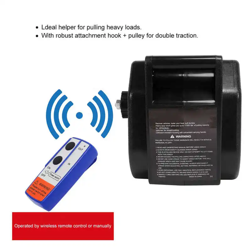 

Hand winch 12V Electric Winch 2721 KG with Radio Remote Control Winch Boat Winch Winch Cable Lifting Tool