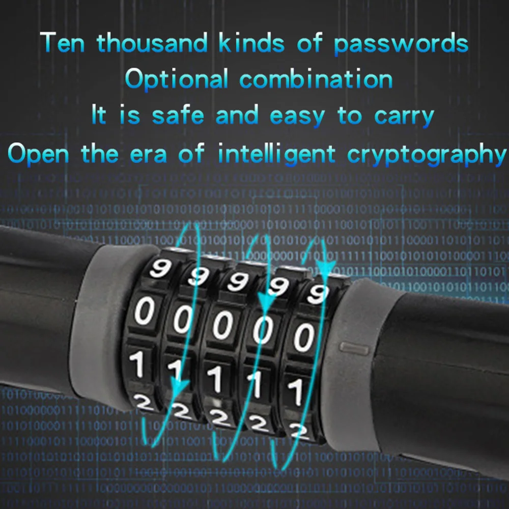 

Bicycle chain lock Reflective anti-theft cable lock 5 digits code lock bicycle motorcycle MTB road bike anti-theft lock chain