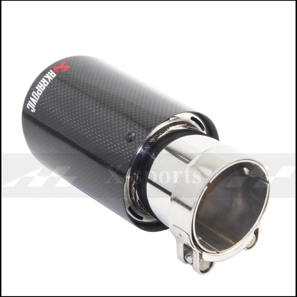 Akrapovic углеродное волокно глянцевый Автомобиль Стайлинг выхлопная система глушитель наконечник трубы обжимной Универсальный Серебряный отделка из нержавеющей стали