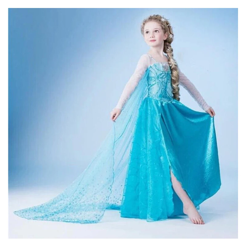 Летнее платье для девочек с героями мультфильмов Снежной королевы принцессы