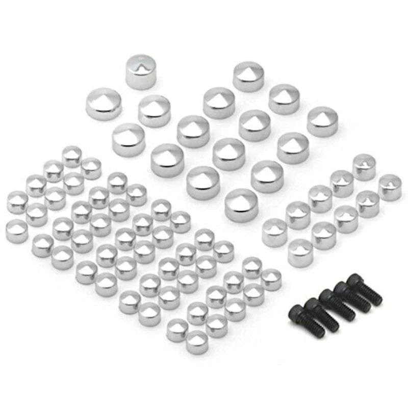 

Top!-1 Set 75 PCS Motorcycle Screw Chrome Bolt Toppers Cover Caps Kit for Electra Glide Road King FLT-FLH 2007-2018