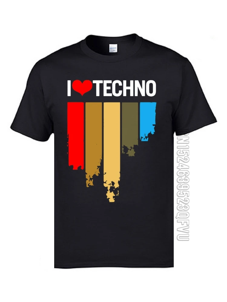 Радужные электронные танцевальные футболки с принтом I Love Techno хип-хоп Рок музыка