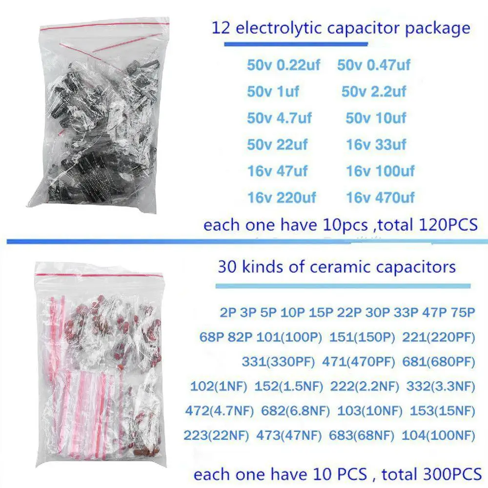 Базовый стартовый набор электронных компонентов 1390 шт. светодиодный