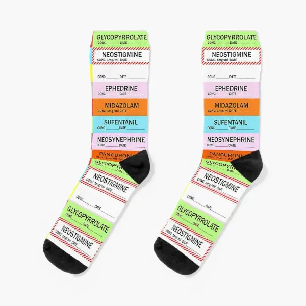 

Anesthesia Medication Labels Crew Socks Short Cartoon Comfortable Girls Women Breathable Cotton Black Sports Cute Funny Mens