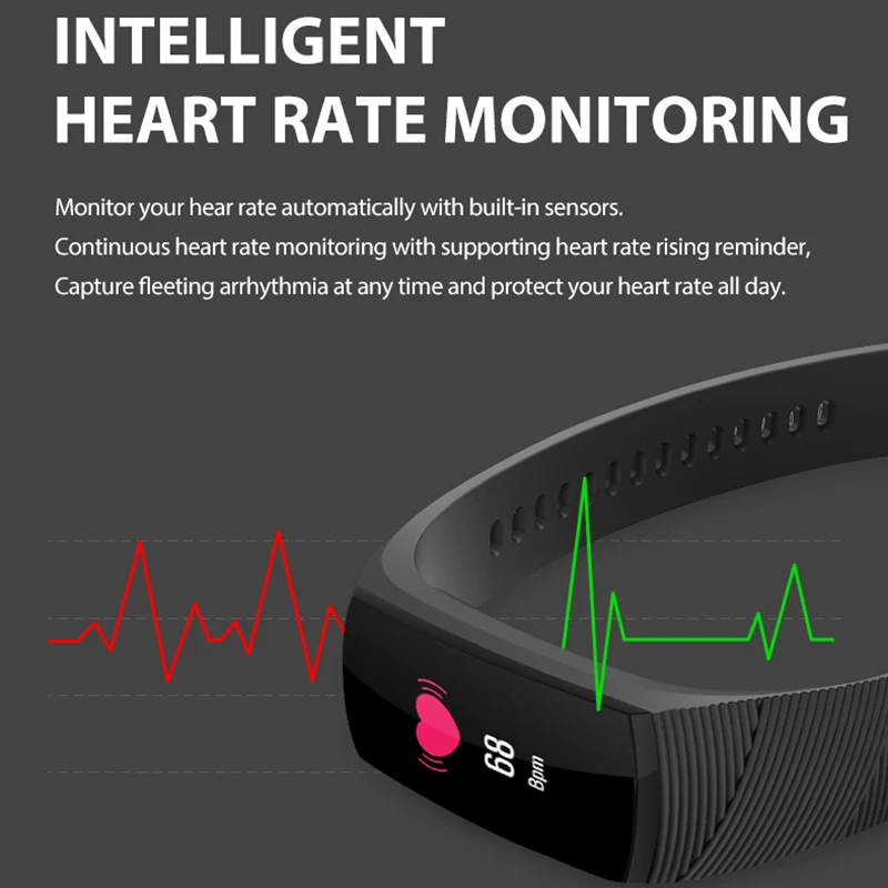 Смарт-браслет MK1 IP67 с шагомером и Пульсометром | Электроника