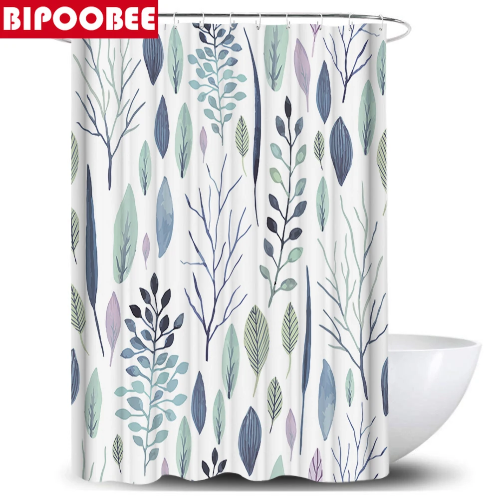 Тропические растения занавеска для душа цветочные листья ветви искусственная с